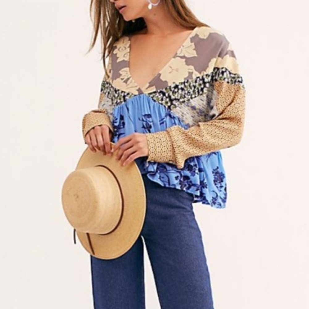 Free People Aloha State Of Mind Long Sleeve Blouse